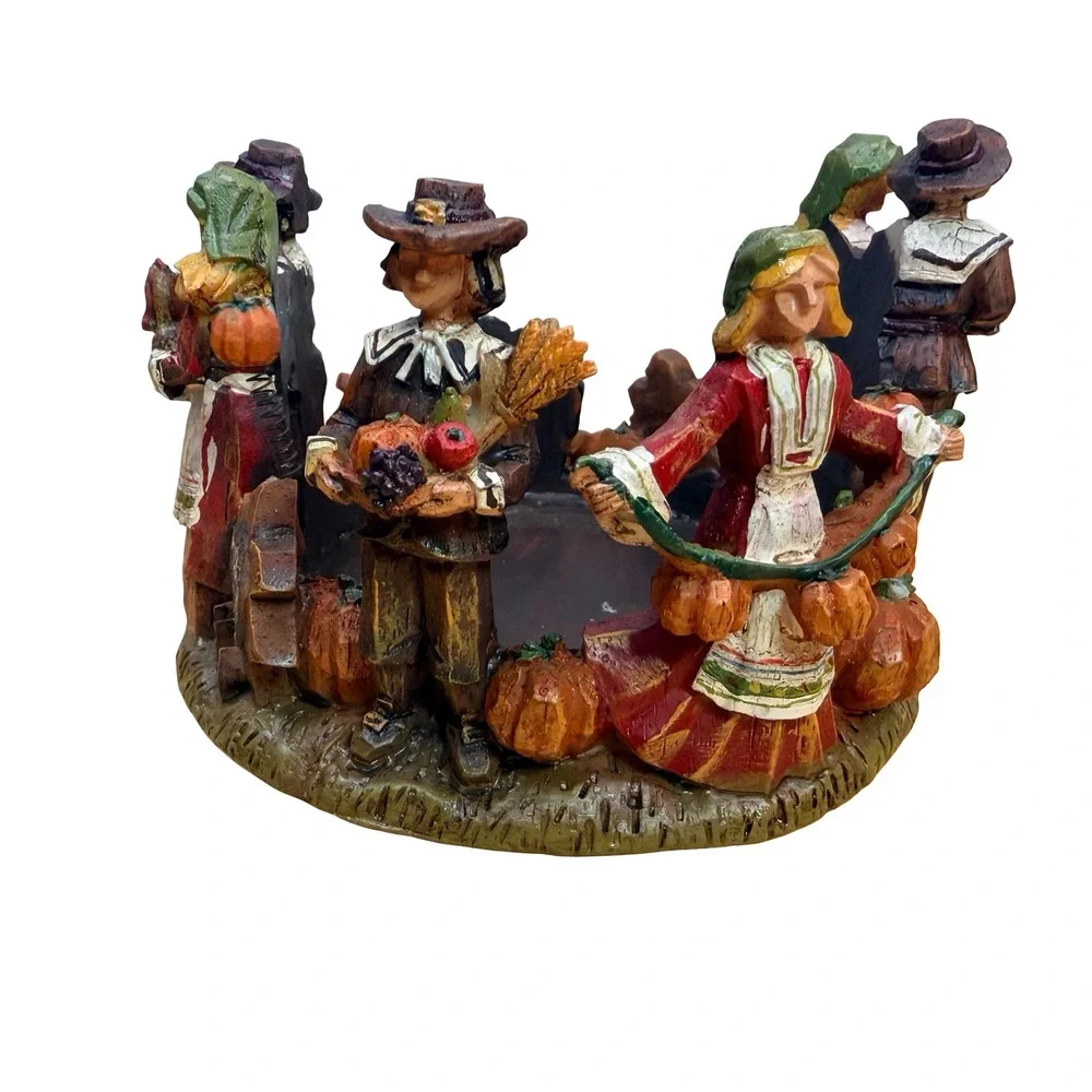 Kohls Happy Harvest Pilgrim Thanksgiving Pillar Candle Holder Fall Table Decor